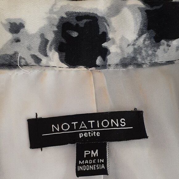 NOTATIONS 3/4 Sleeve, Short Floral Jacket; Black/White; Size PM - Picture 4 of 6